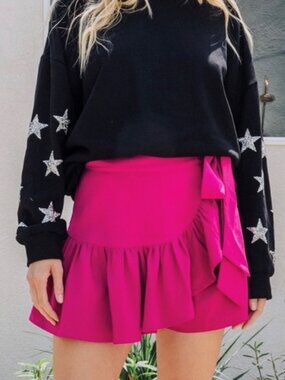 Oddi Hot Pink Ruffle Wrap Skort Plus Size